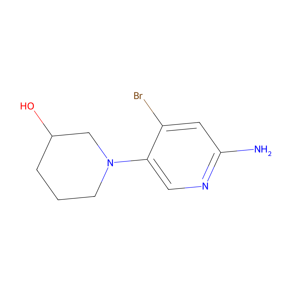 2-Amino-4-bromo-5-(3-hydroxypiperidin-1-yl)pyridine molecular structure, CAS 1381935-27-8