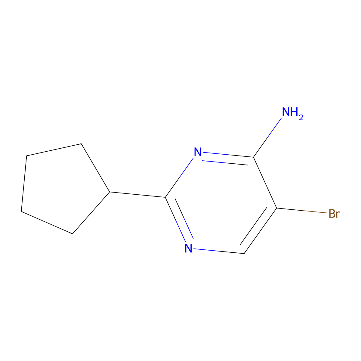 5-Bromo-4-amino-2-(cyclopentyl)pyrimidine molecular structure, CAS 1381935-28-9