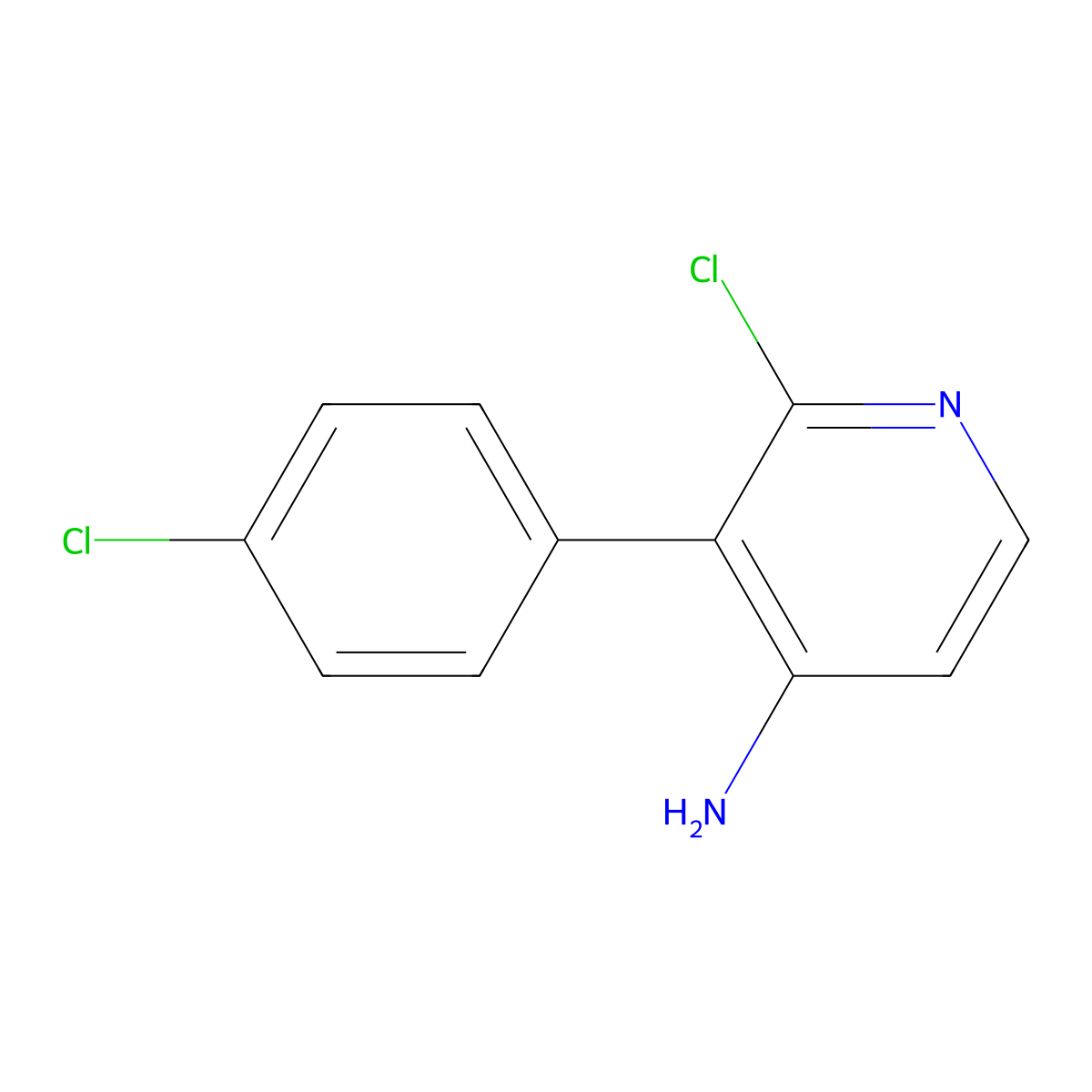 2-Chloro-4-amino-3-(4-chlorophenyl)pyridine molecular structure, CAS 1381935-34-7
