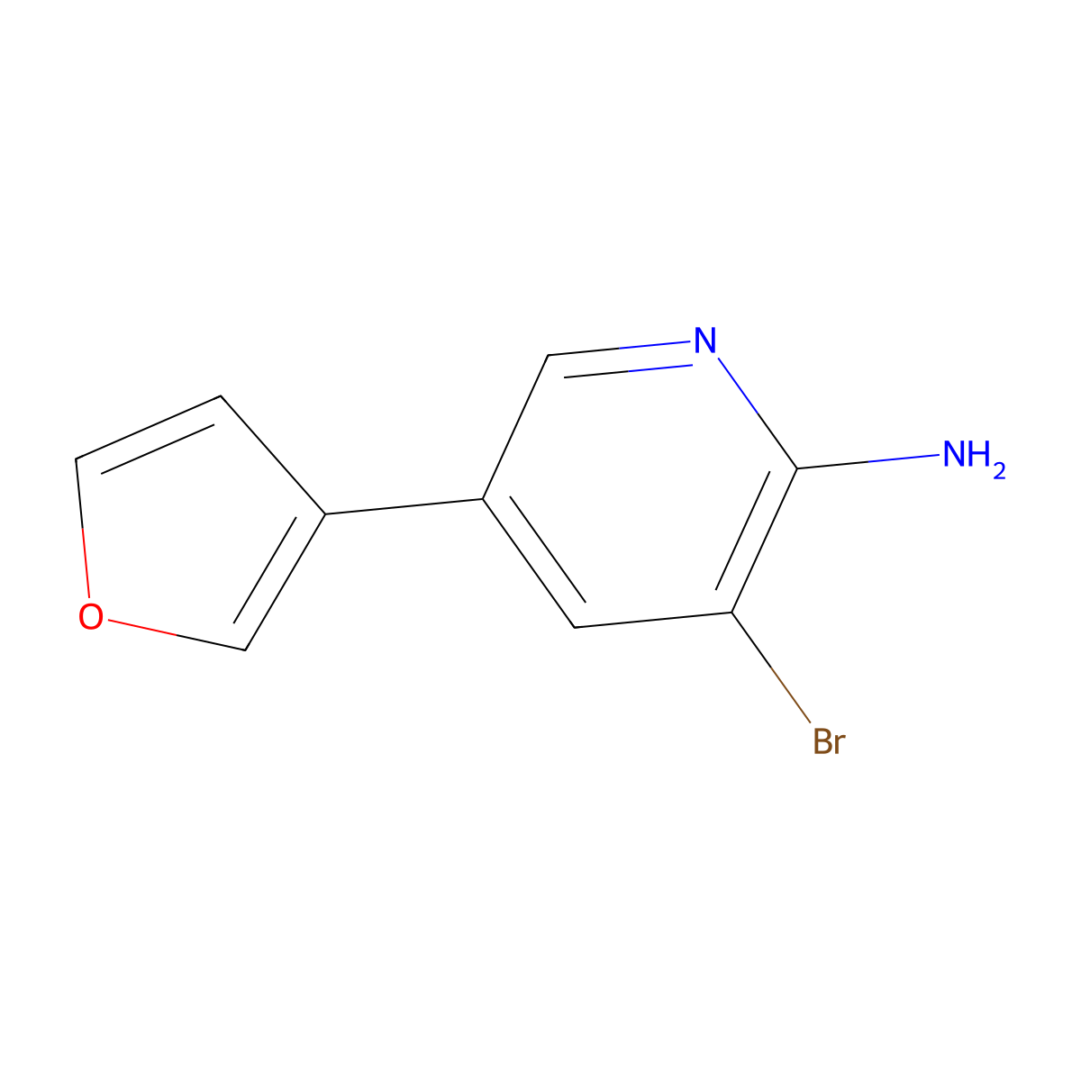 2-Amino-3-bromo-5-(3-furyl)pyridine molecular structure, CAS 1381935-37-0