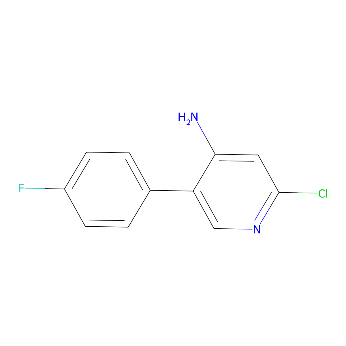 2-Chloro-4-amino-5-(4-fluorophenyl)pyridine molecular structure, CAS 1381935-41-6