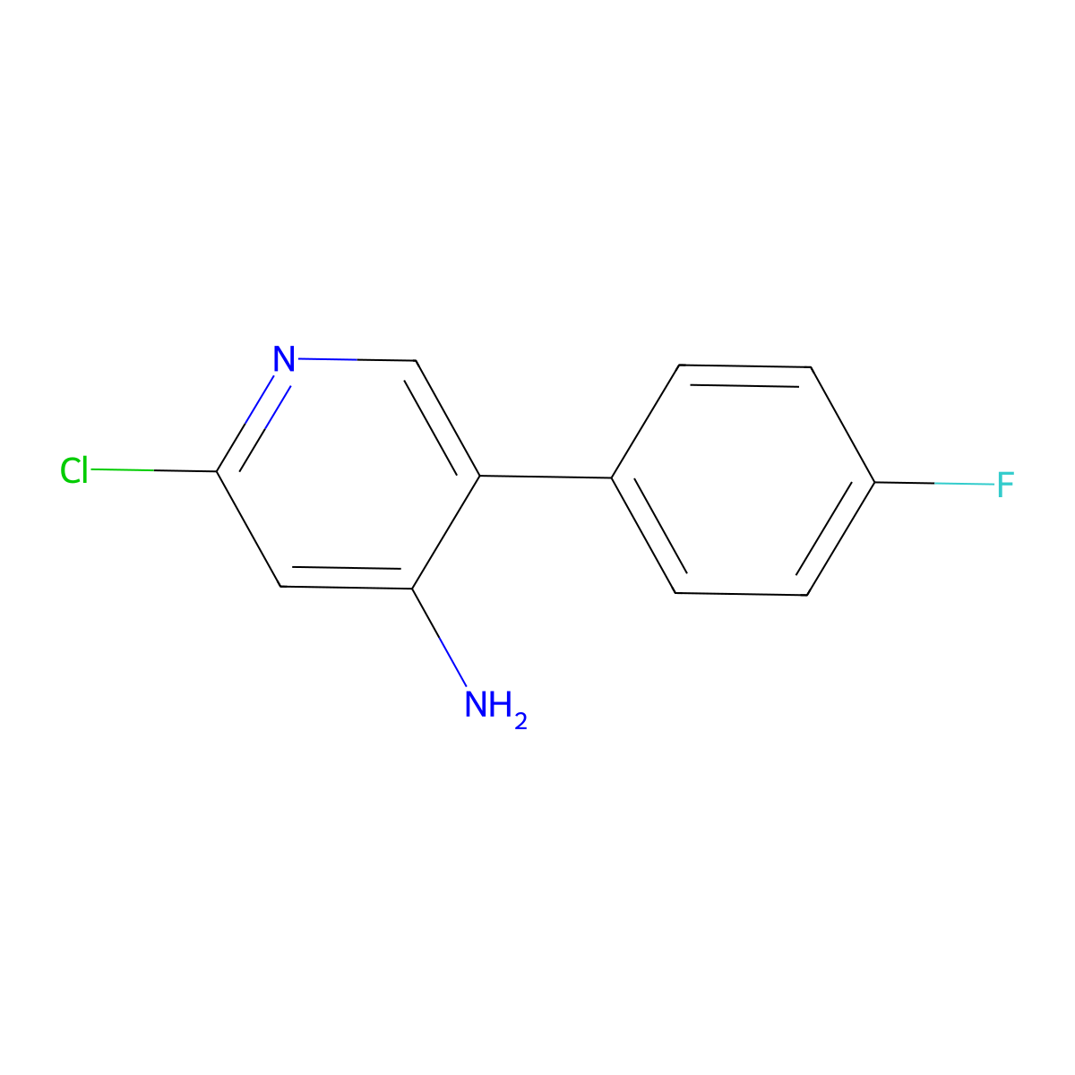 2-Chloro-4-amino-5-(4-fluorophenyl)pyridine molecular structure, CAS 1381935-41-6