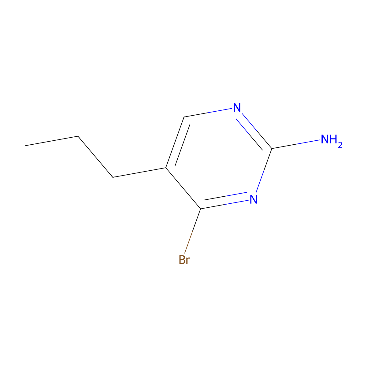 4-Bromo-2-amino-5-(n-propyl)pyrimidine molecular structure, CAS 1381935-42-7