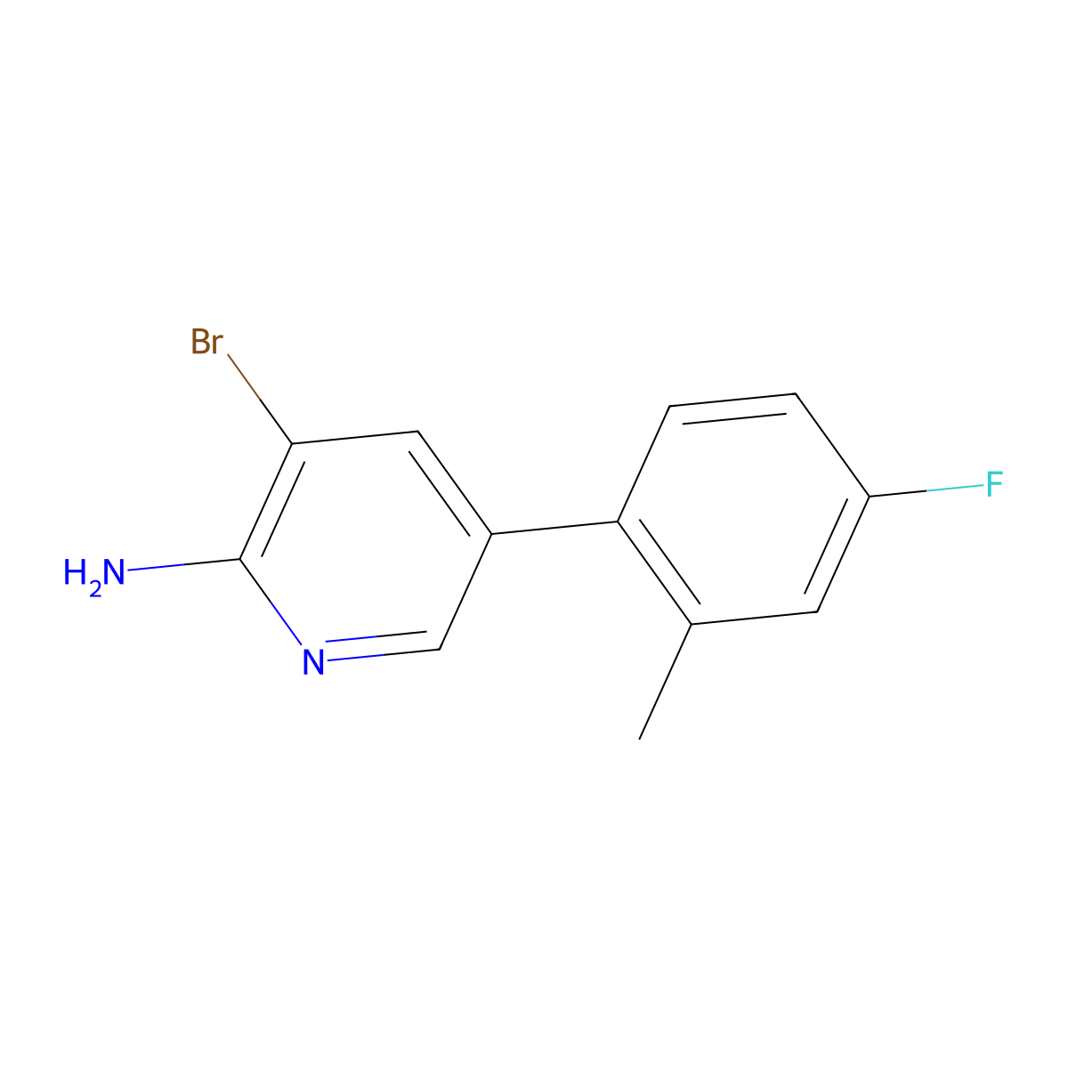 2-Amino-3-bromo-5-(2-methyl-4-fluorophenyl)pyridine molecular structure, CAS 1381935-44-9