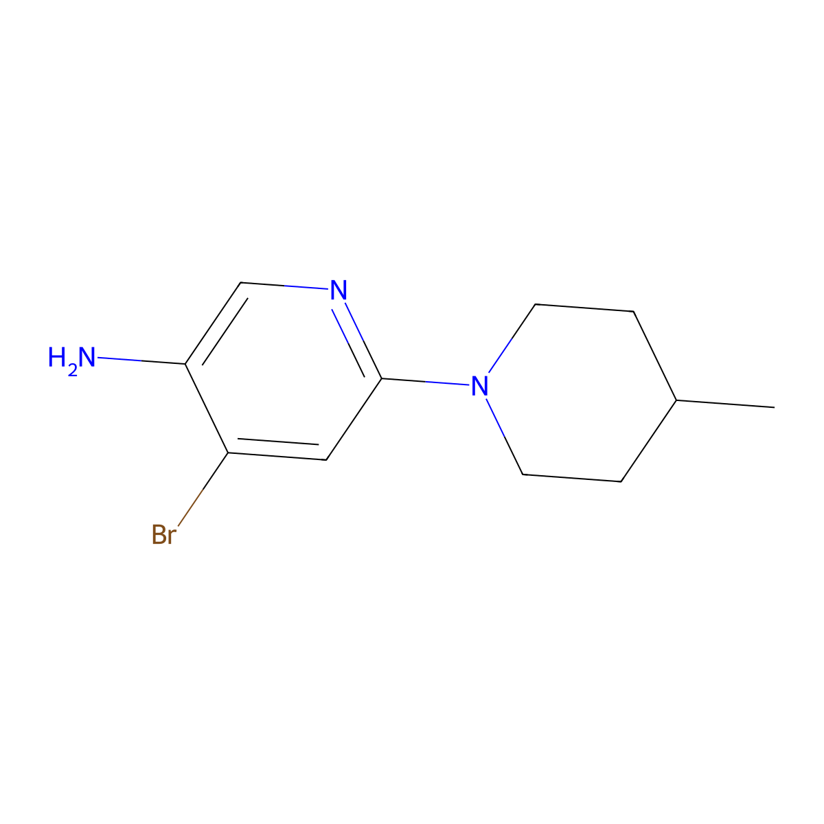 4-Bromo-3-amino-6-(4-methylpiperidin-1-yl)pyridine molecular structure, CAS 1381935-46-1
