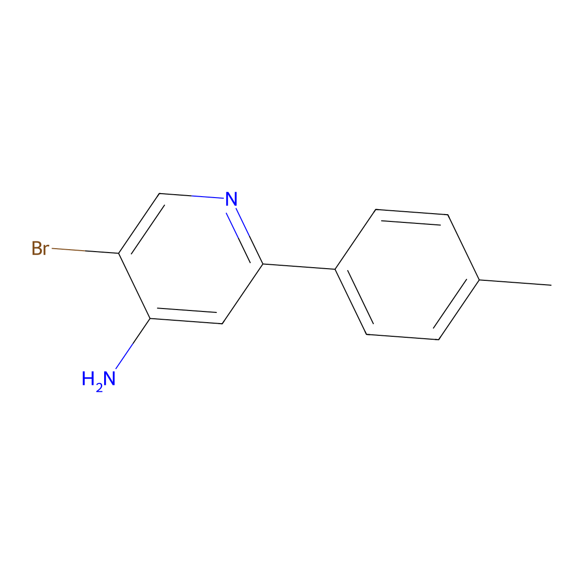 5-Bromo-2-(4-methylphenyl)pyridin-4-amine molecular structure, CAS 1381935-48-3