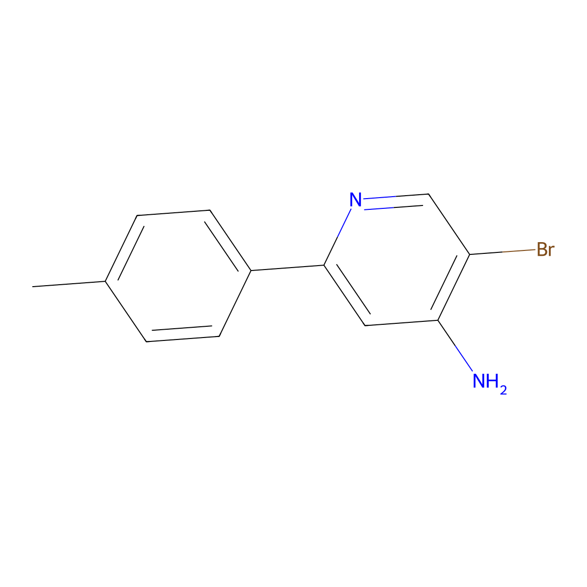 5-Bromo-2-(4-methylphenyl)pyridin-4-amine molecular structure, CAS 1381935-48-3