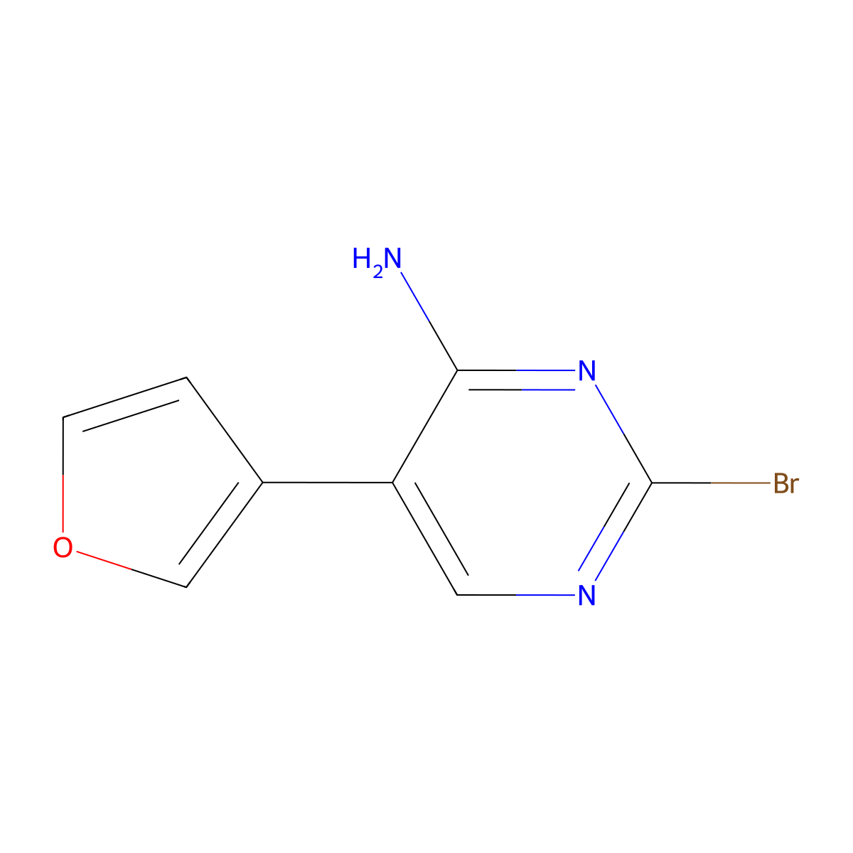 2-Bromol-4-amino-5-(3-furyl)pyrimidine molecular structure, CAS 1381935-53-0