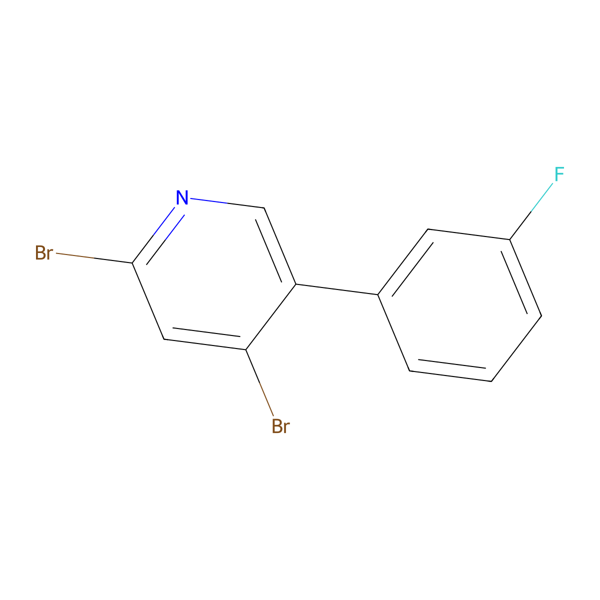 2,4-Dibromo-5-(3-fluorophenyl)pyridine molecular structure, CAS 1381935-54-1