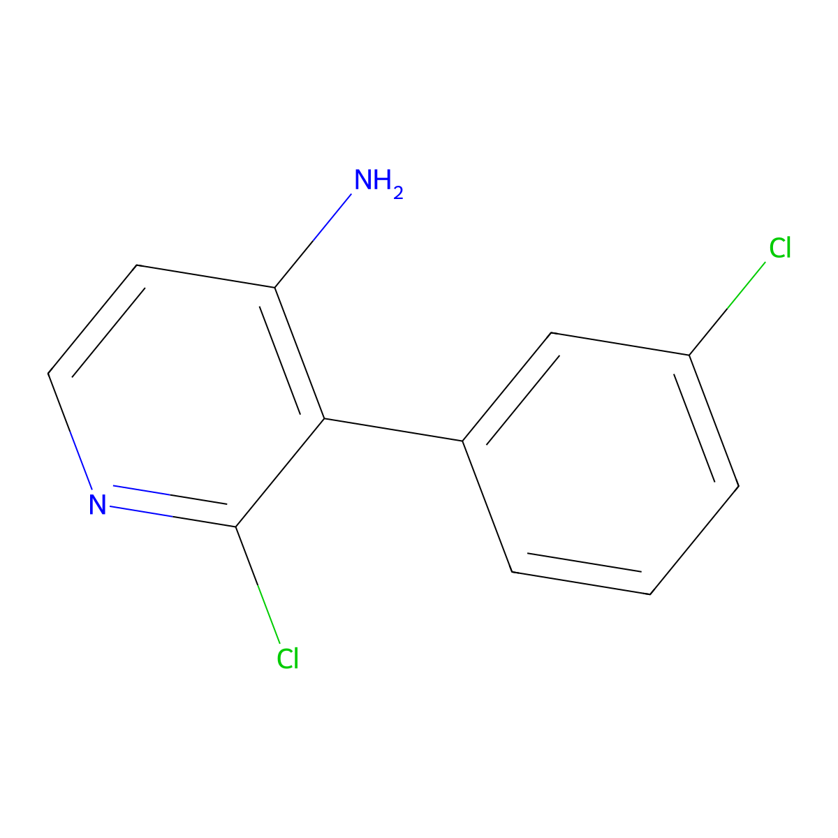 2-Chloro-4-amino-3-(3-chlorophenyl)pyridine molecular structure, CAS 1381935-60-9