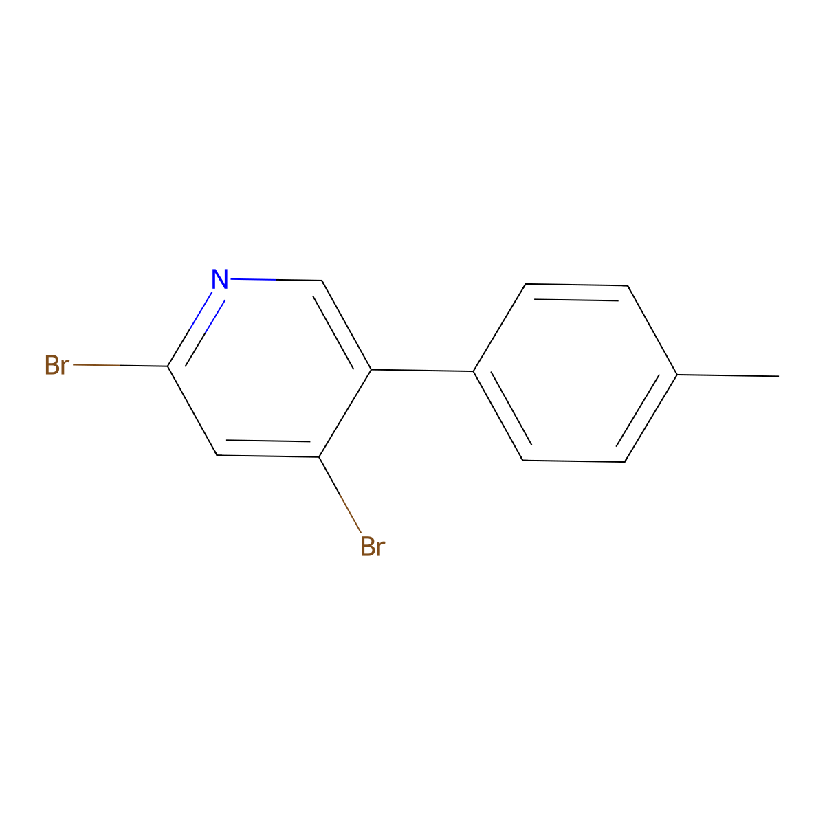 2,4-Dibromo-5-(4-tolyl)pyridine molecular structure, CAS 1381935-67-6