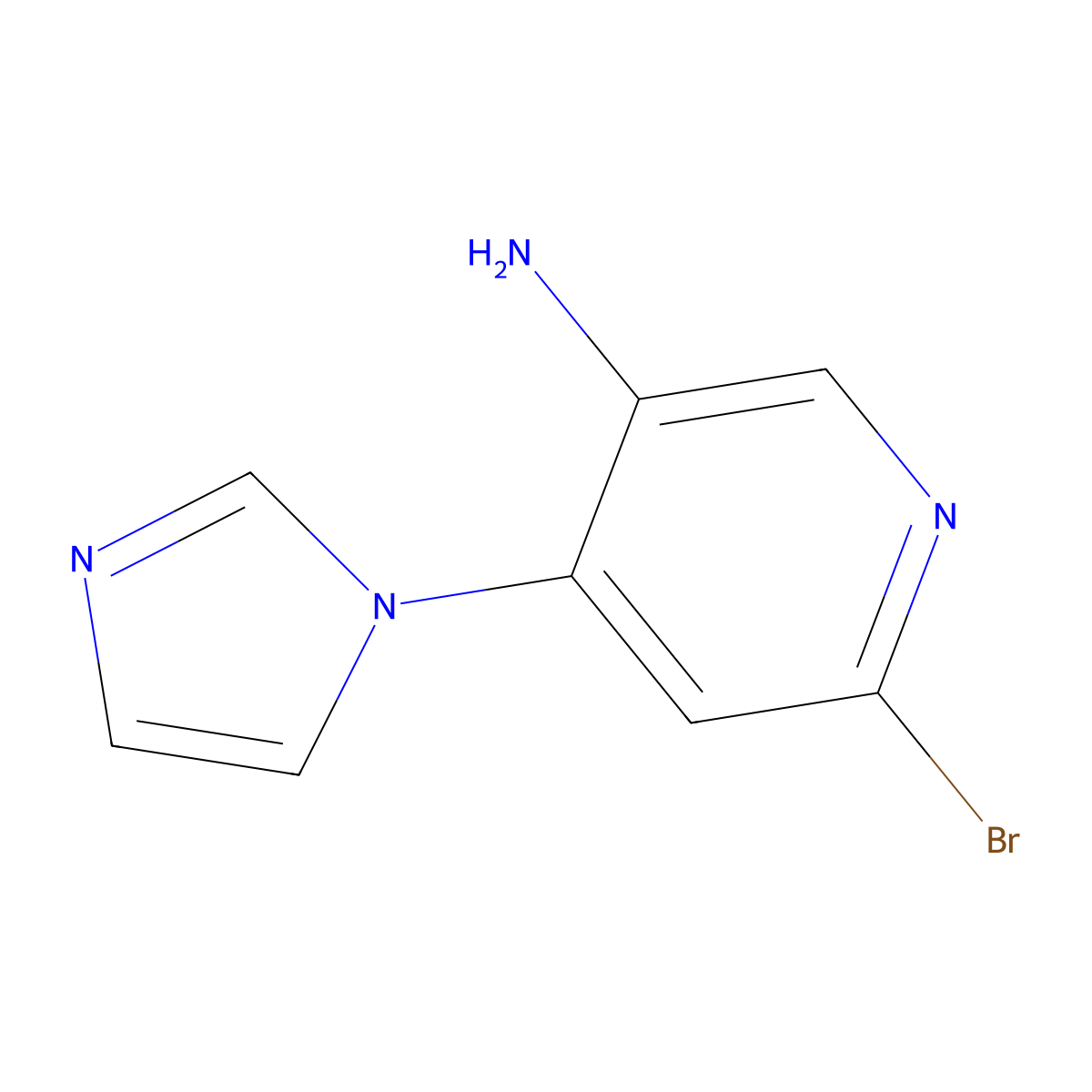2-Bromo-5-amino-4-(imidazol-1-yl)pyridine molecular structure, CAS 1381935-76-7