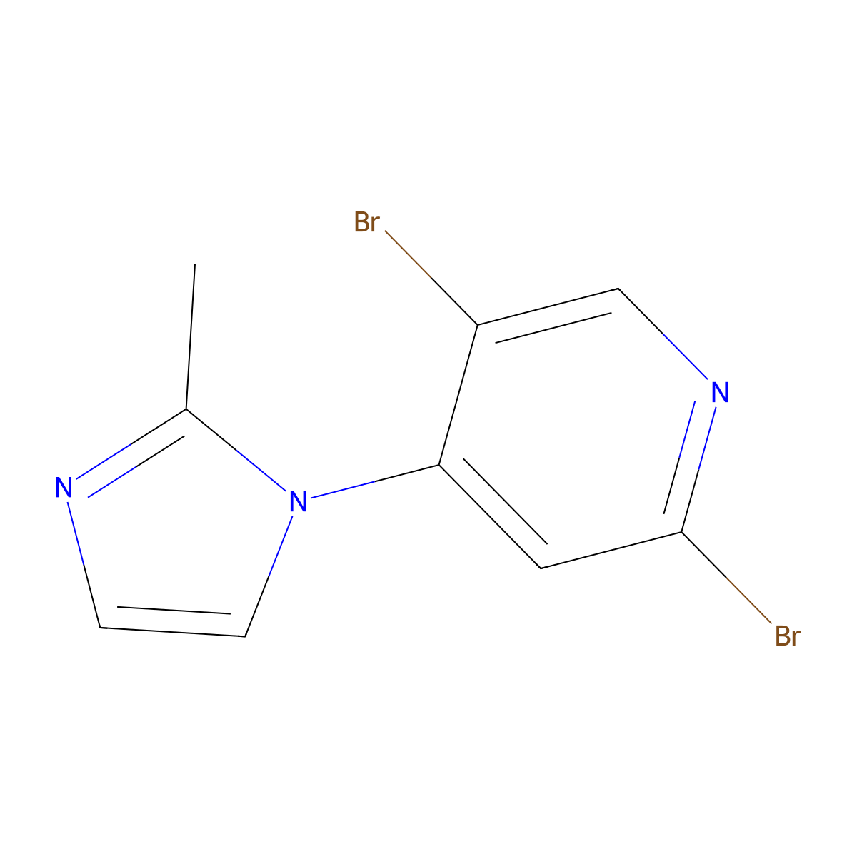 2,5-Dibromo-4-(2-methylimidazol-1-yl)pyridine molecular structure, CAS 1381935-80-3
