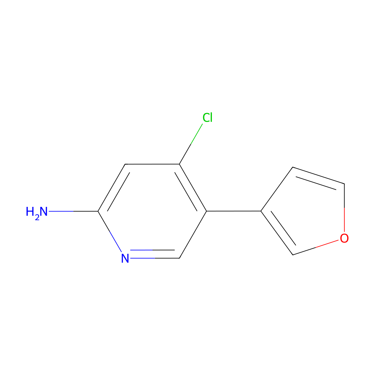 2-Amino-4-chloro-5-(3-furyl)pyridine molecular structure, CAS 1381935-81-4