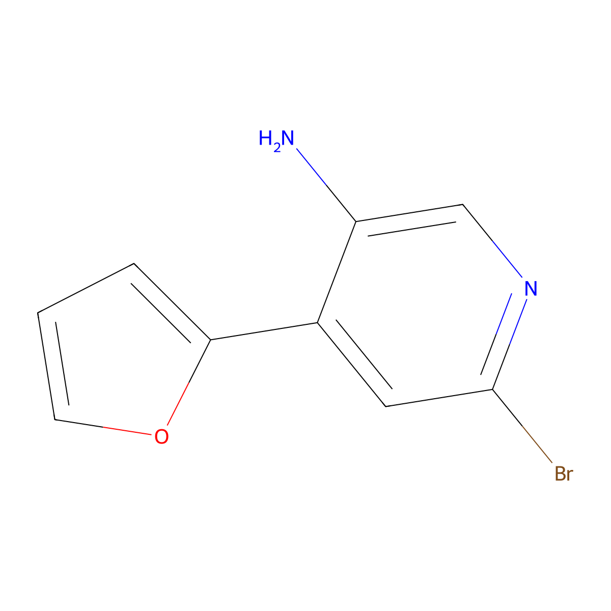 2-Bromo-5-amino-4-(2-furyl)pyridine molecular structure, CAS 1381935-83-6