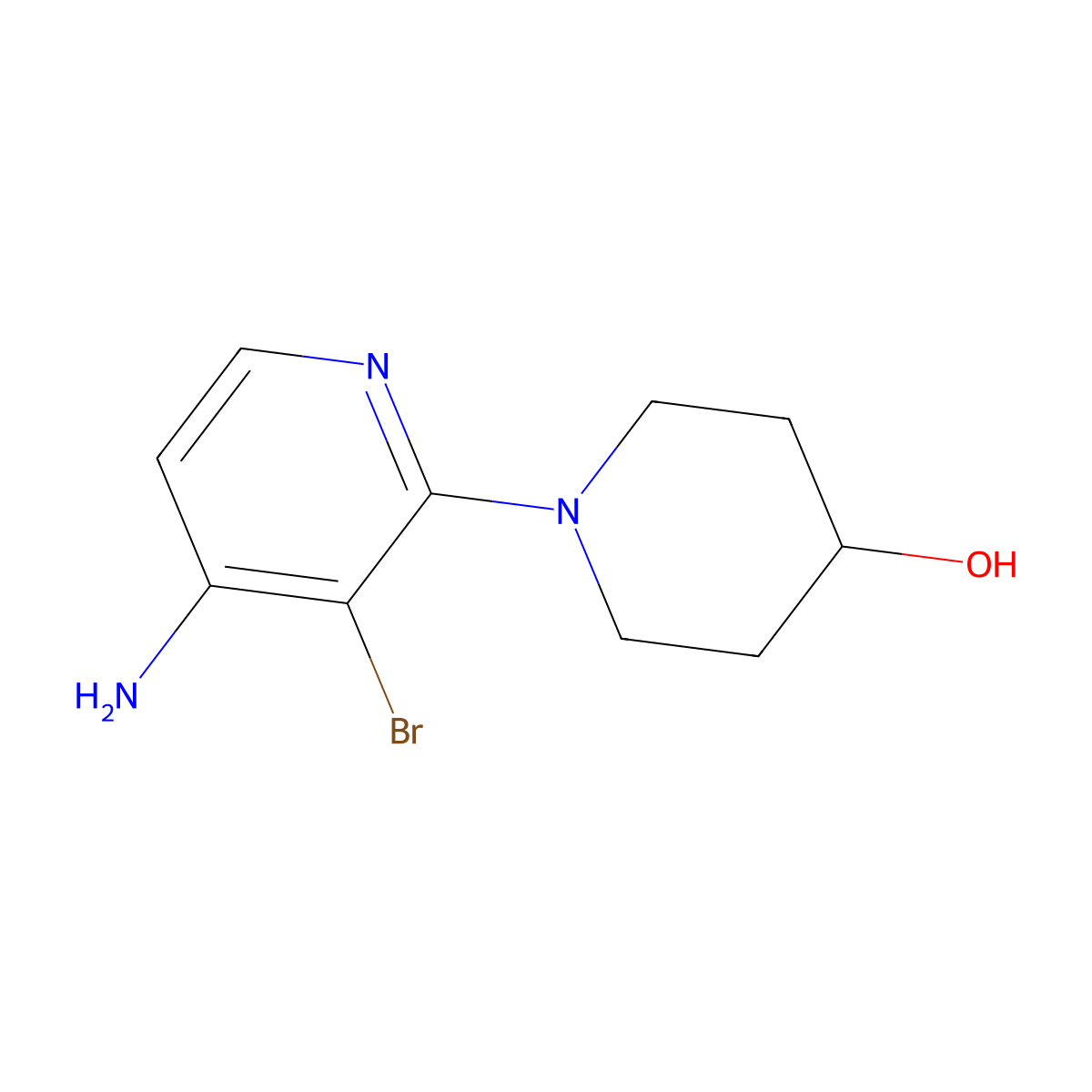4-Amino-3-bromo-2-(4-hydroxypiperidin-1-yl)pyridine molecular structure, CAS 1381935-89-2