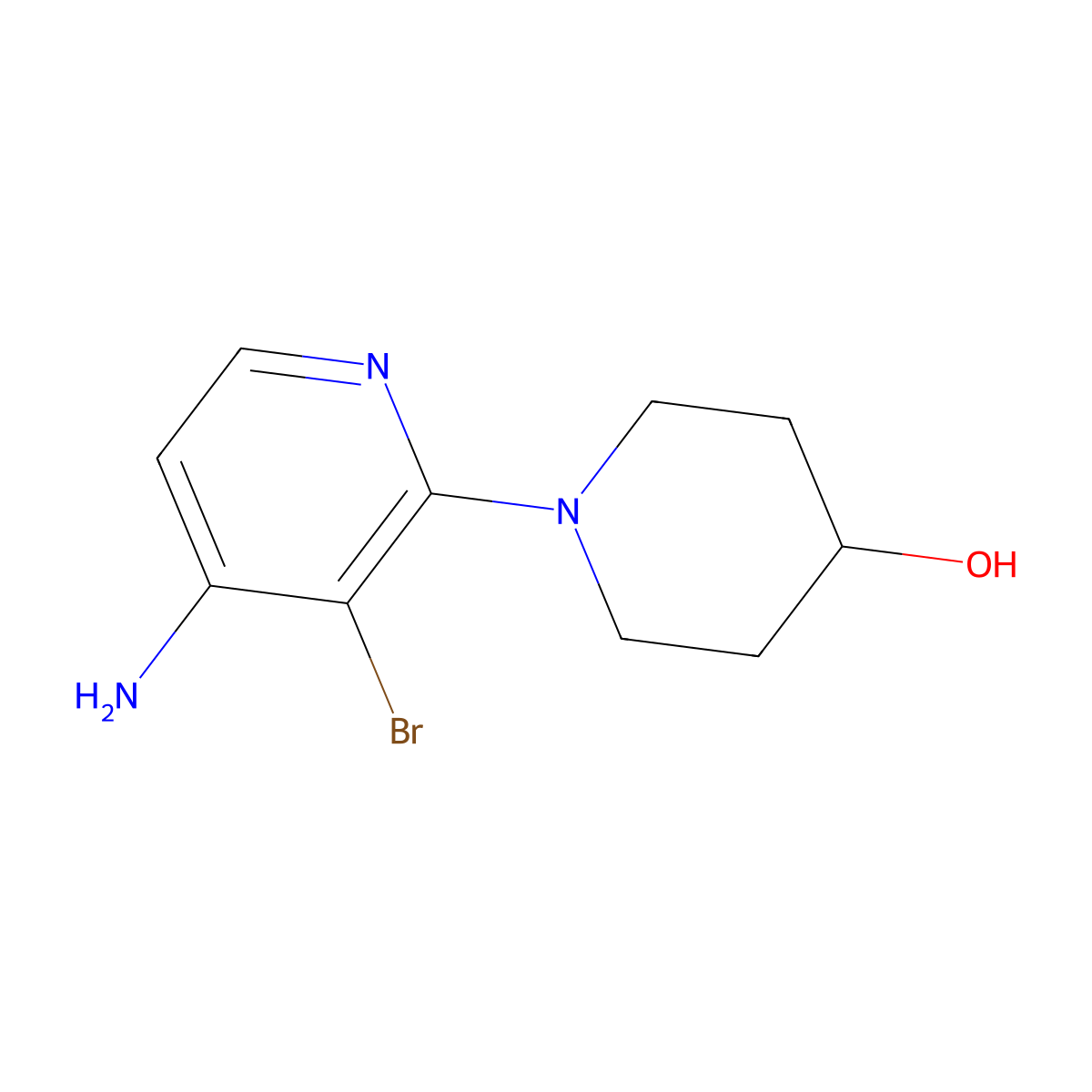 4-Amino-3-bromo-2-(4-hydroxypiperidin-1-yl)pyridine molecular structure, CAS 1381935-89-2