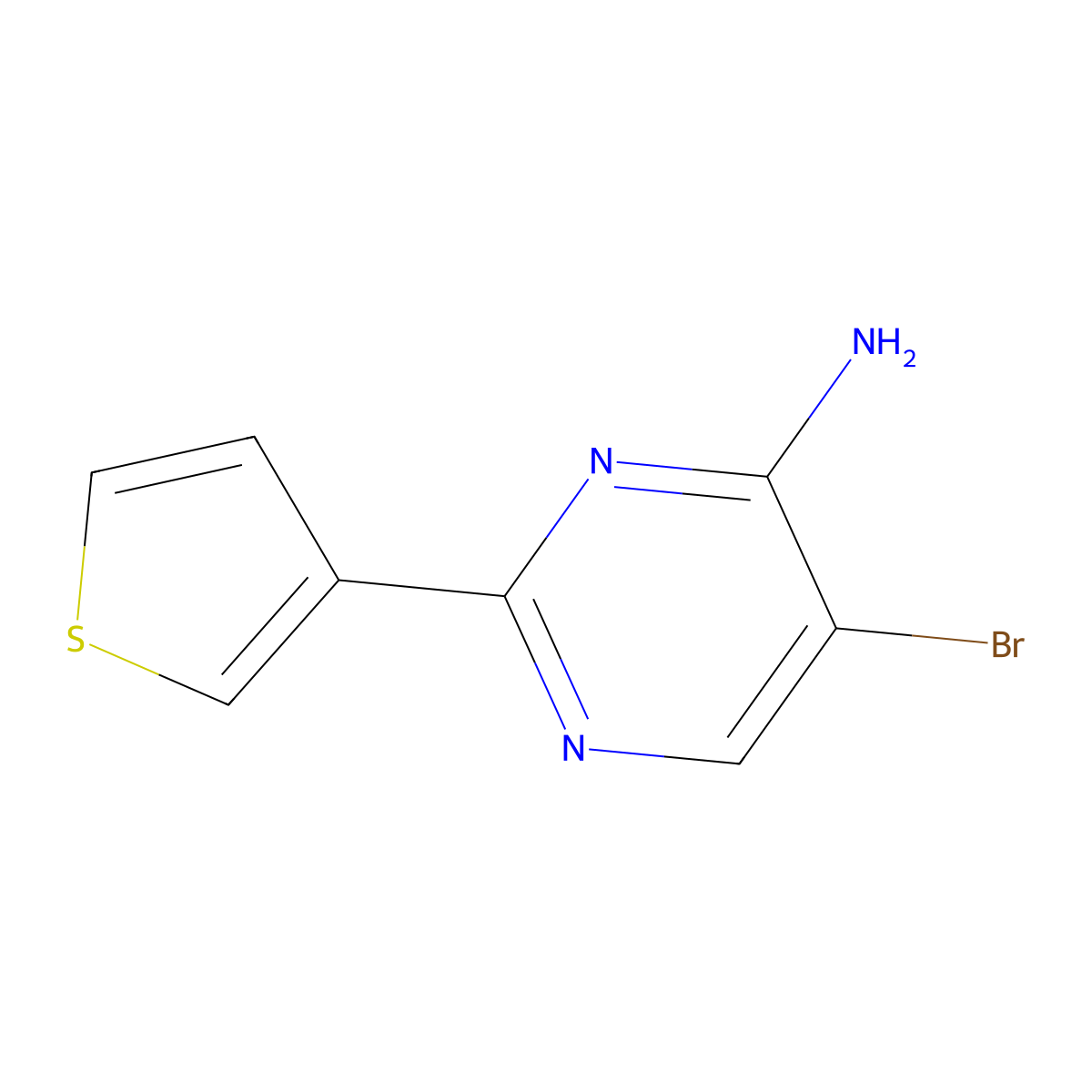 5-Bromo-4-amino-2-(3-thienyl)pyrimidine molecular structure, CAS 1381935-92-7