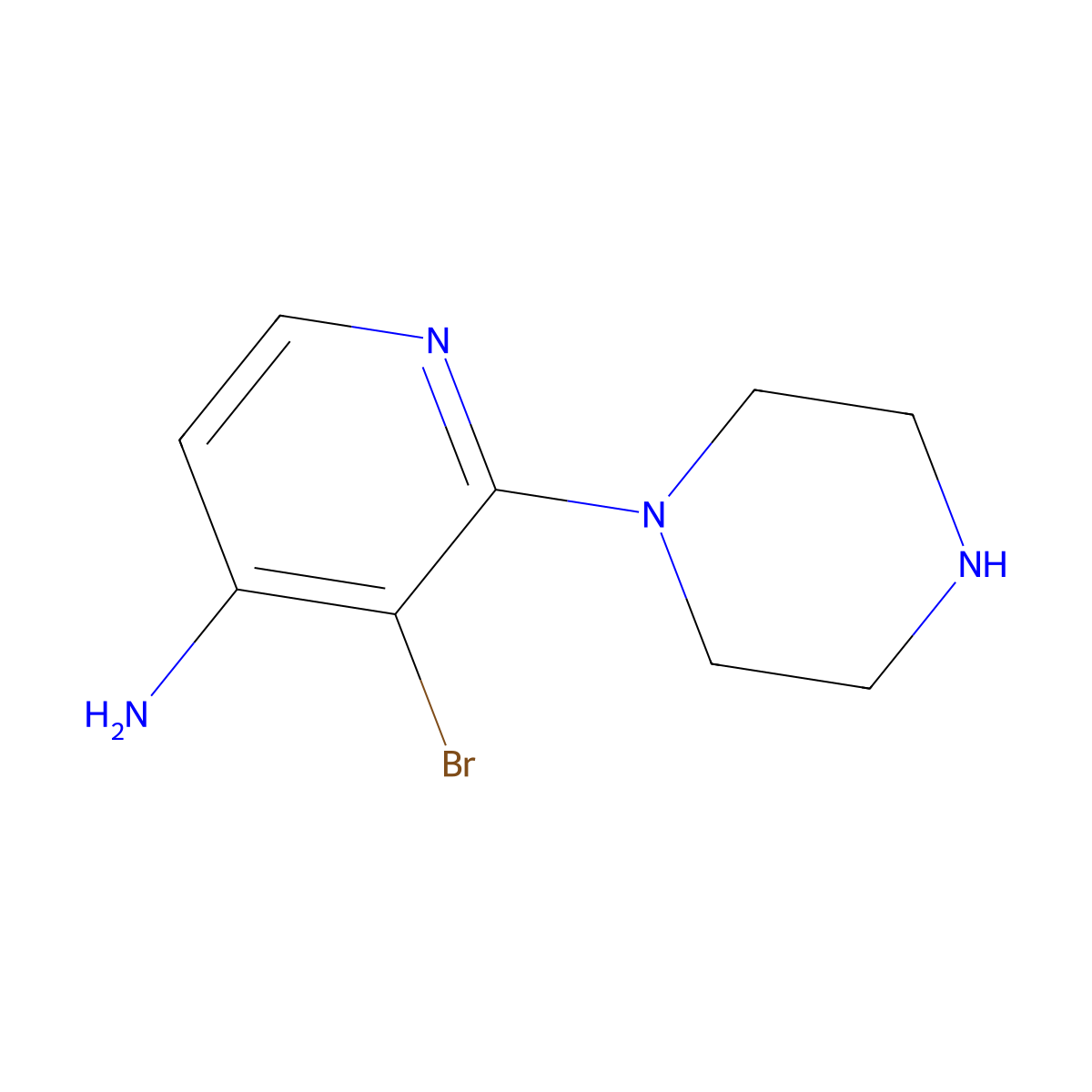 4-Amino-3-bromo-2-(piperazin-1-yl)pyridine molecular structure, CAS 1381935-93-8