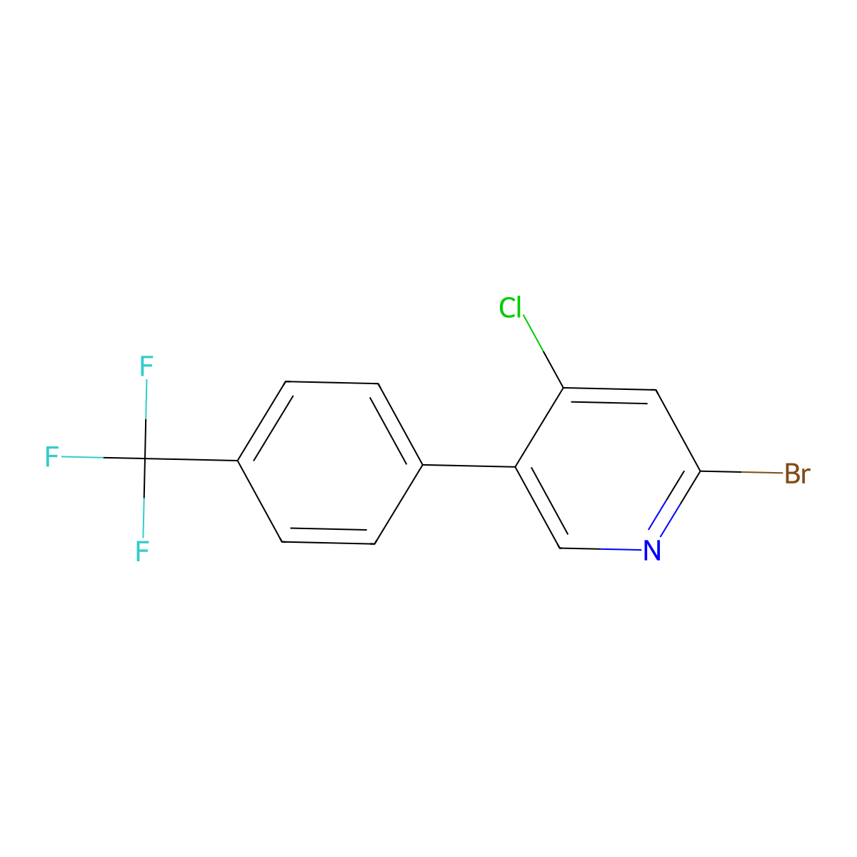 2-Bromo-4-chloro-5-(4-trifluoromethylphenyl)pyridine molecular structure, CAS 1381935-94-9