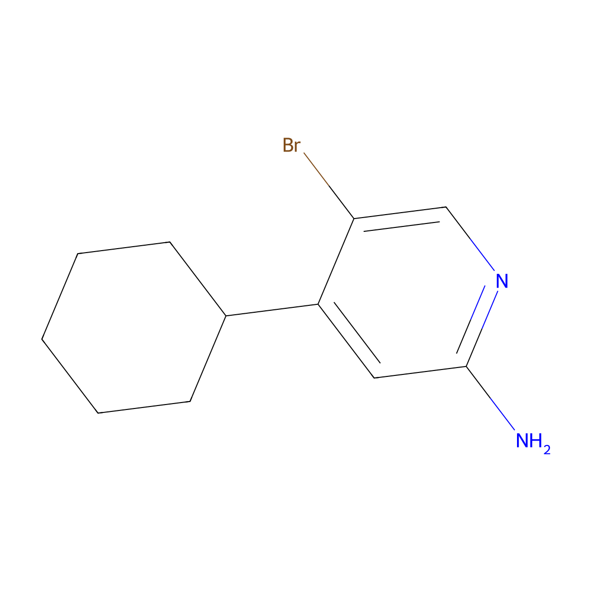 2-Amino-5-bromo-4-(cyclohexyl)pyridine molecular structure, CAS 1381935-96-1