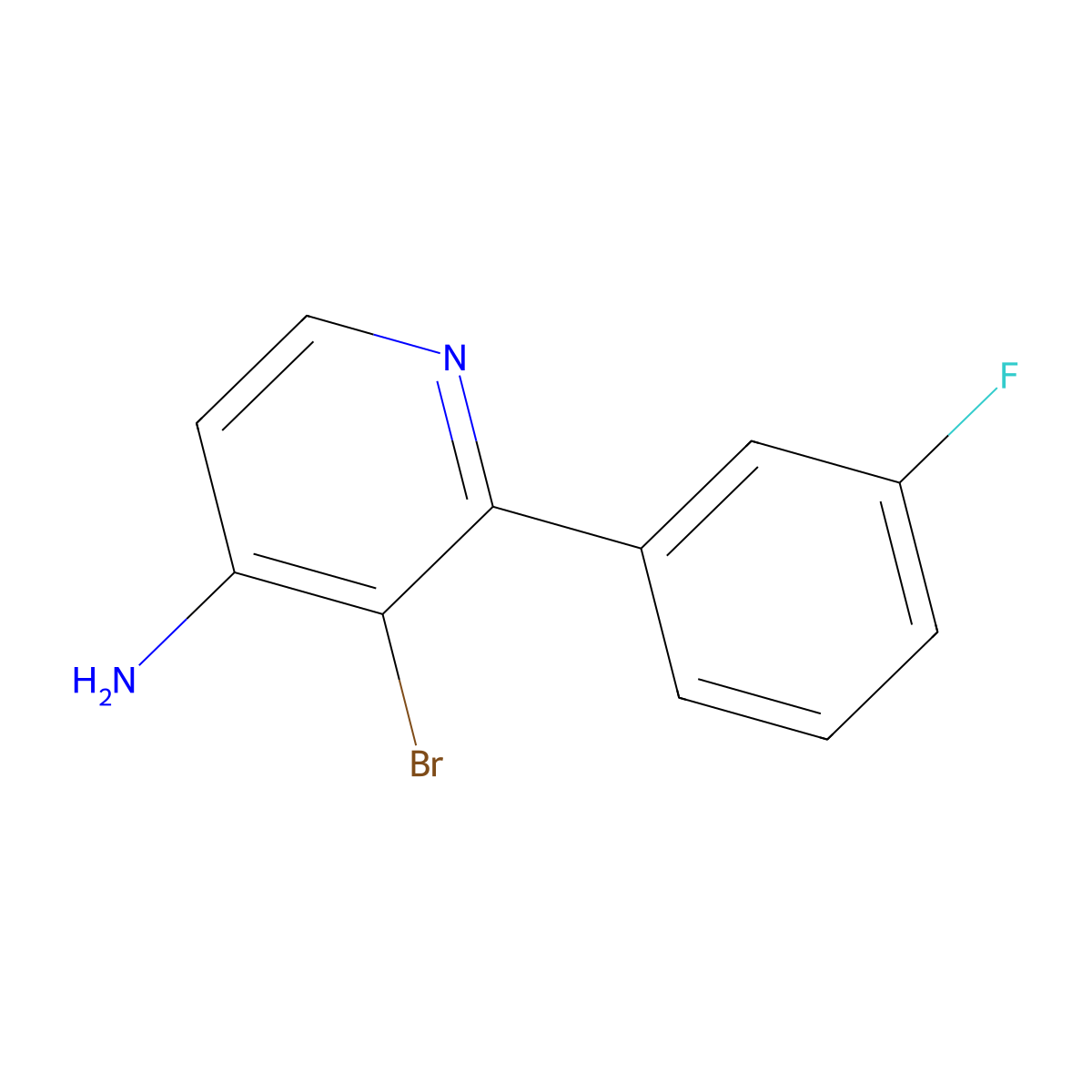 3-Bromo-2-(3-fluorophenyl)pyridin-4-amine molecular structure, CAS 1381935-99-4