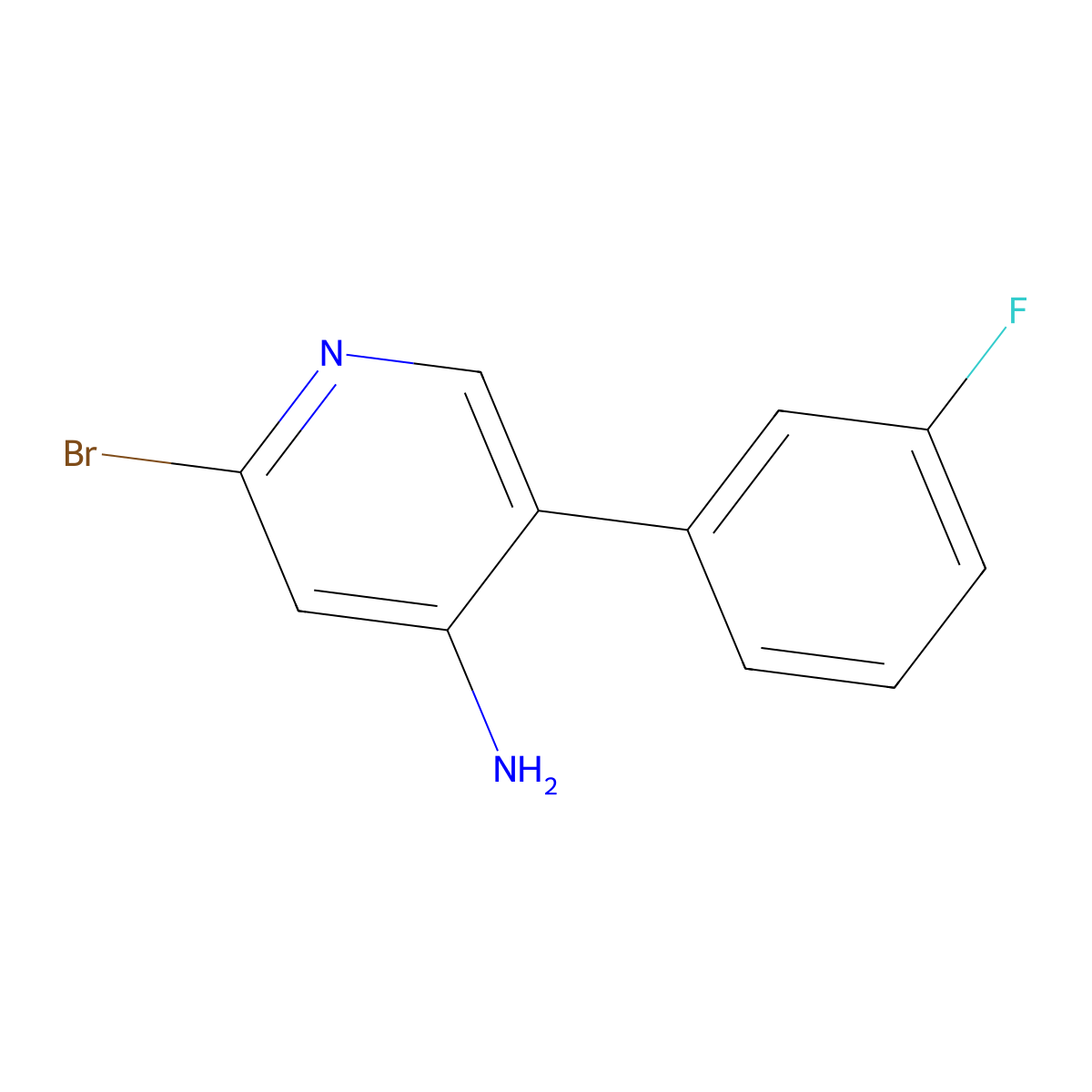 2-Bromo-4-amino-5-(3-fluorophenyl)pyridine molecular structure, CAS 1381936-03-3