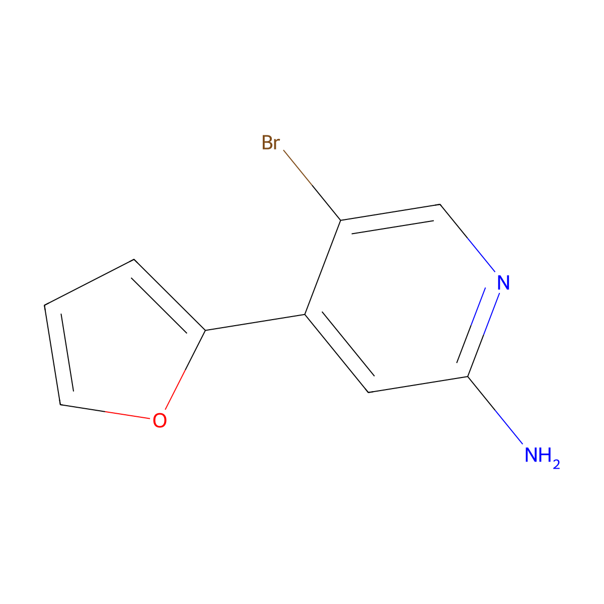 5-Bromo-2-amino-4-(2-furyl)pyridine molecular structure, CAS 1381936-05-5