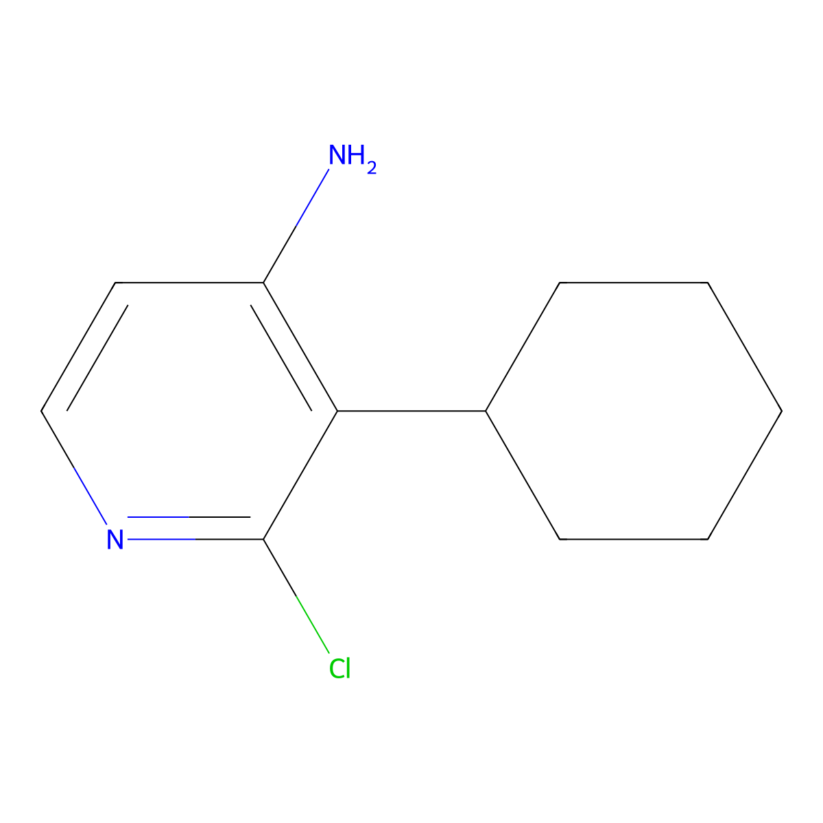 2-Chloro-4-amino-3-(cyclohexyl)pyridine molecular structure, CAS 1381936-07-7