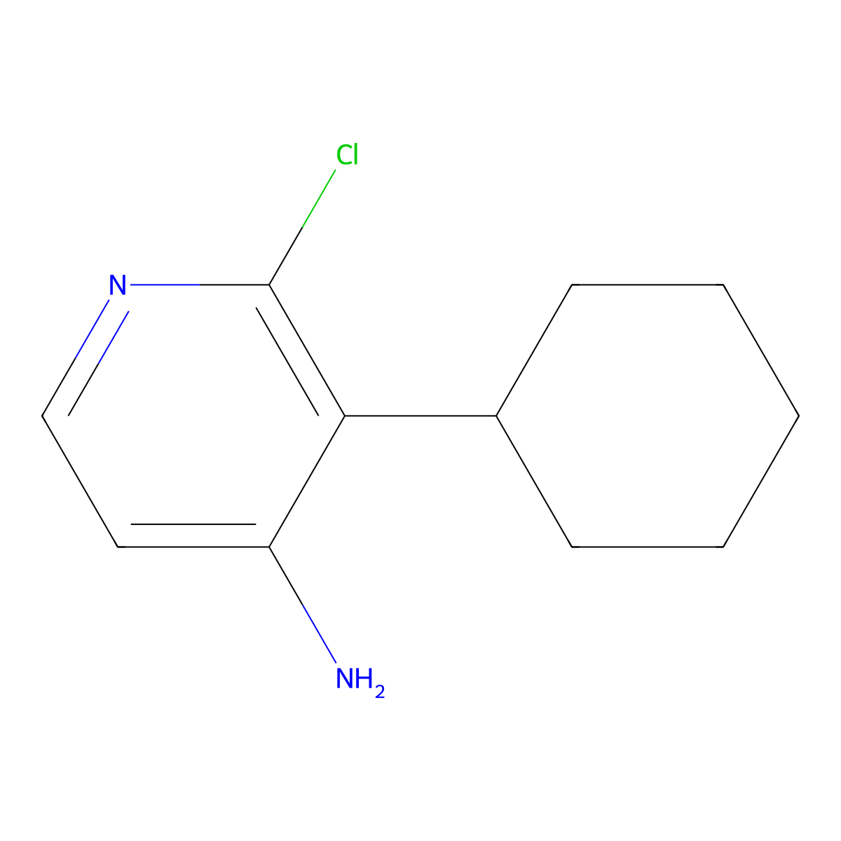 2-Chloro-4-amino-3-(cyclohexyl)pyridine molecular structure, CAS 1381936-07-7