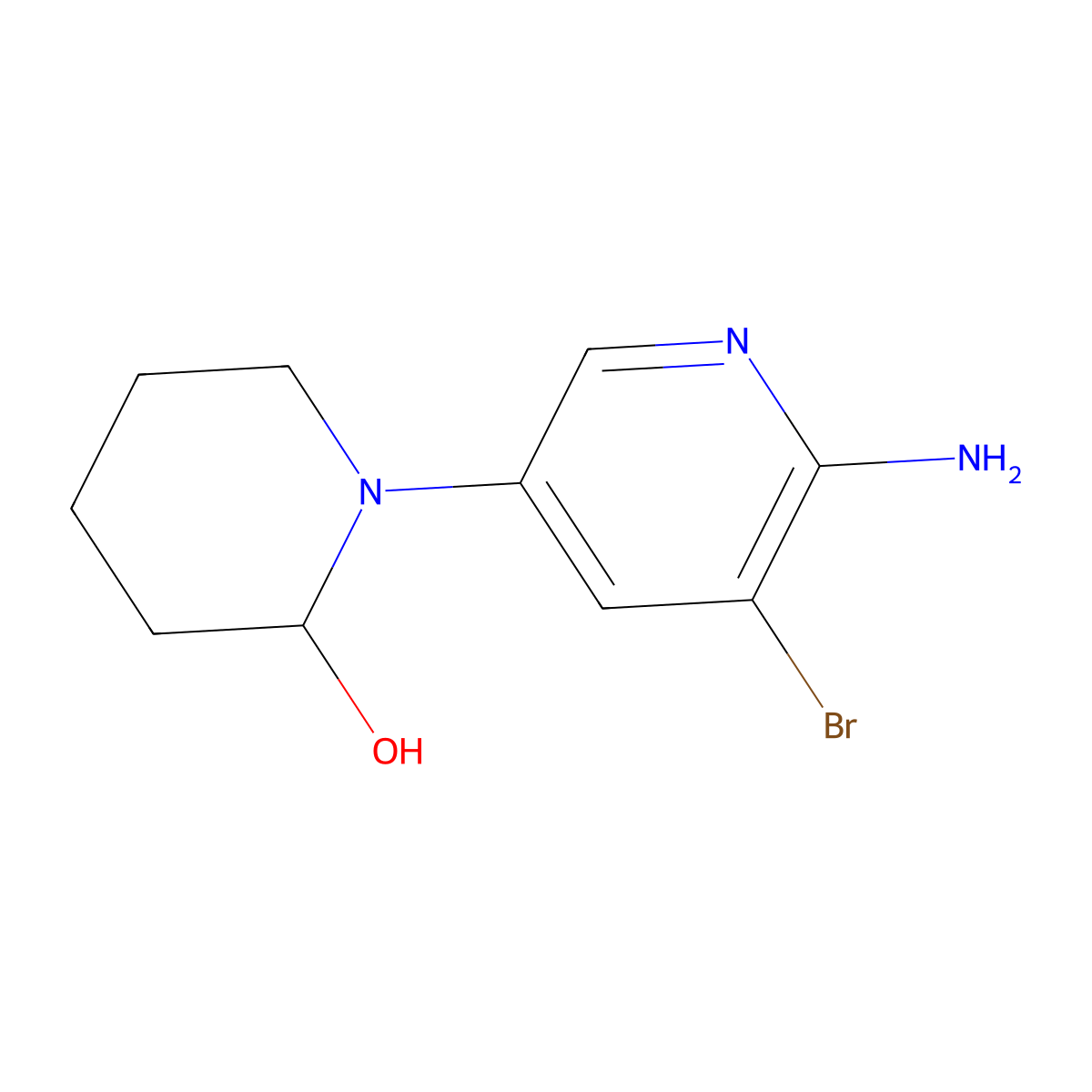 2-Amino-3-bromo-5-(2-hydroxypiperidin-1-yl)pyridine molecular structure, CAS 1381936-08-8