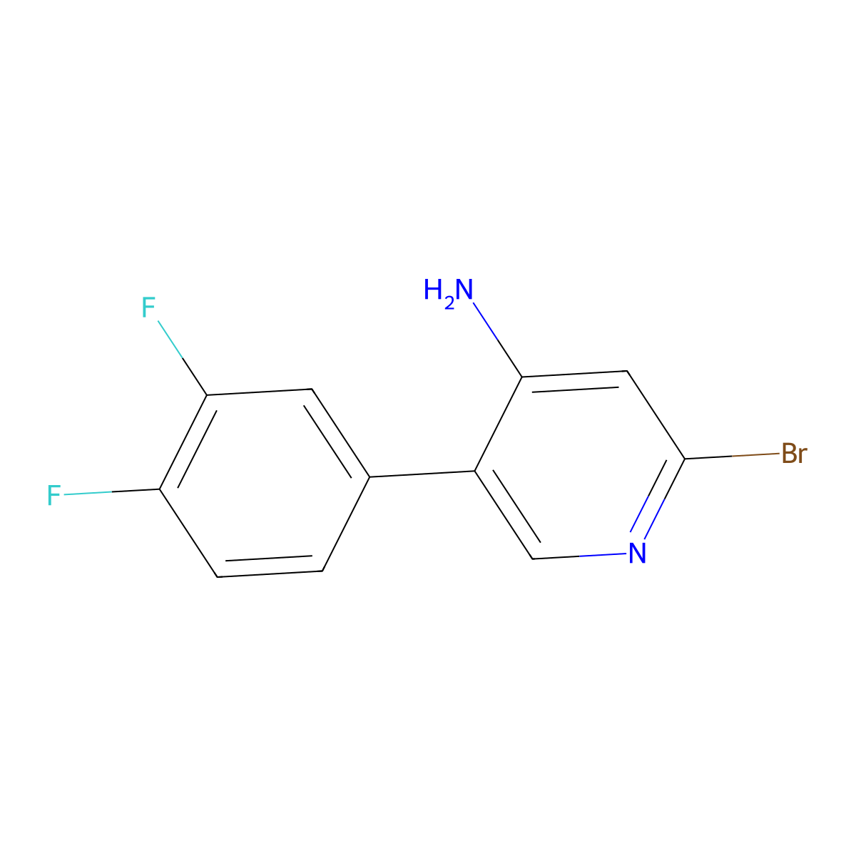 2-Bromo-4-amino-5-(3,4-difluorophenyl)pyridine molecular structure, CAS 1381936-09-9
