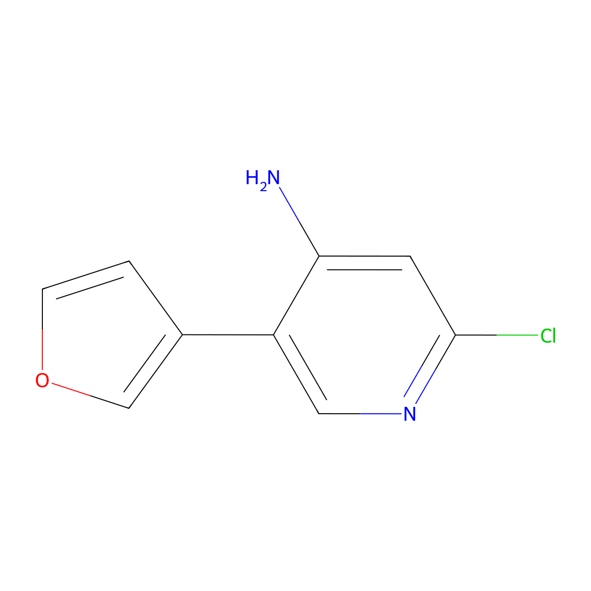 2-Chloro-4-amino-5-(3-furyl)pyridine molecular structure, CAS 1381936-10-2