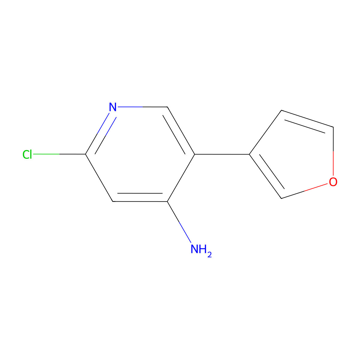 2-Chloro-4-amino-5-(3-furyl)pyridine molecular structure, CAS 1381936-10-2