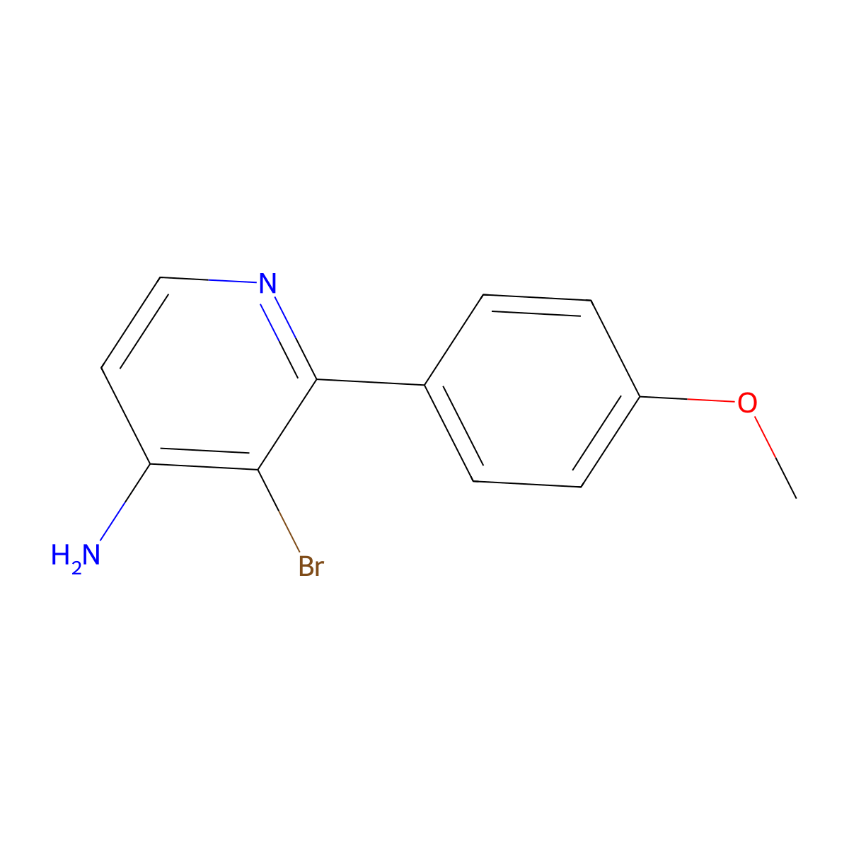 3-Bromo-2-(4-methoxyphenyl)pyridin-4-amine molecular structure, CAS 1381936-16-8