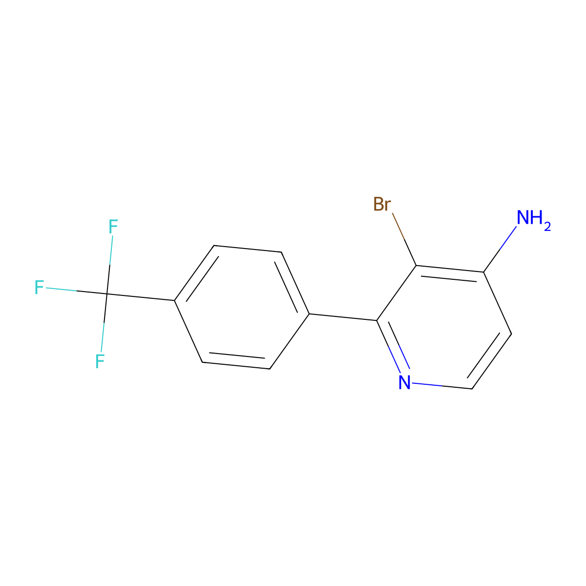 3-Bromo-2-[4-(trifluoromethyl)phenyl]pyridin-4-amine molecular structure, CAS 1381936-20-4
