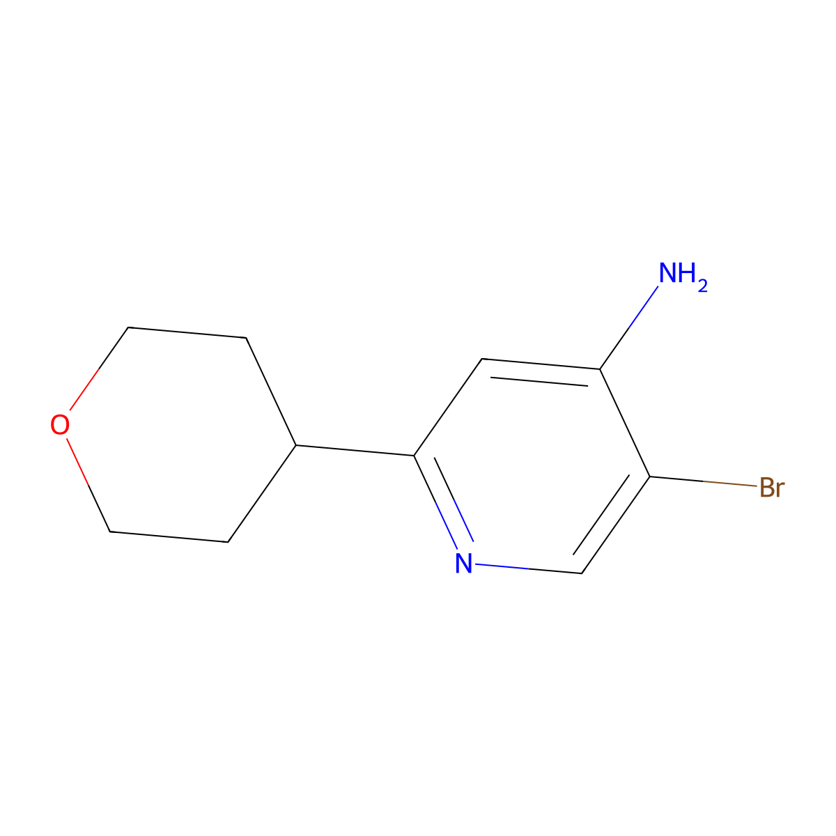 5-Bromo-2-(oxan-4-YL)pyridin-4-amine molecular structure, CAS 1381936-22-6