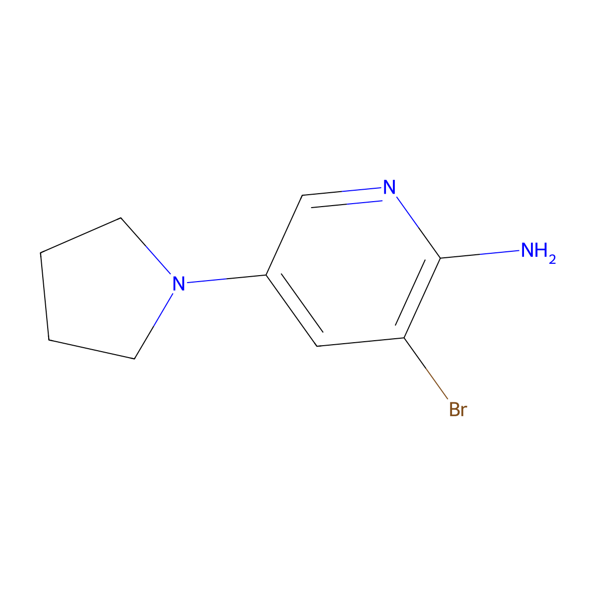 3-Bromo-2-amino-5-(pyrrolidino)pyridine molecular structure, CAS 1381936-23-7