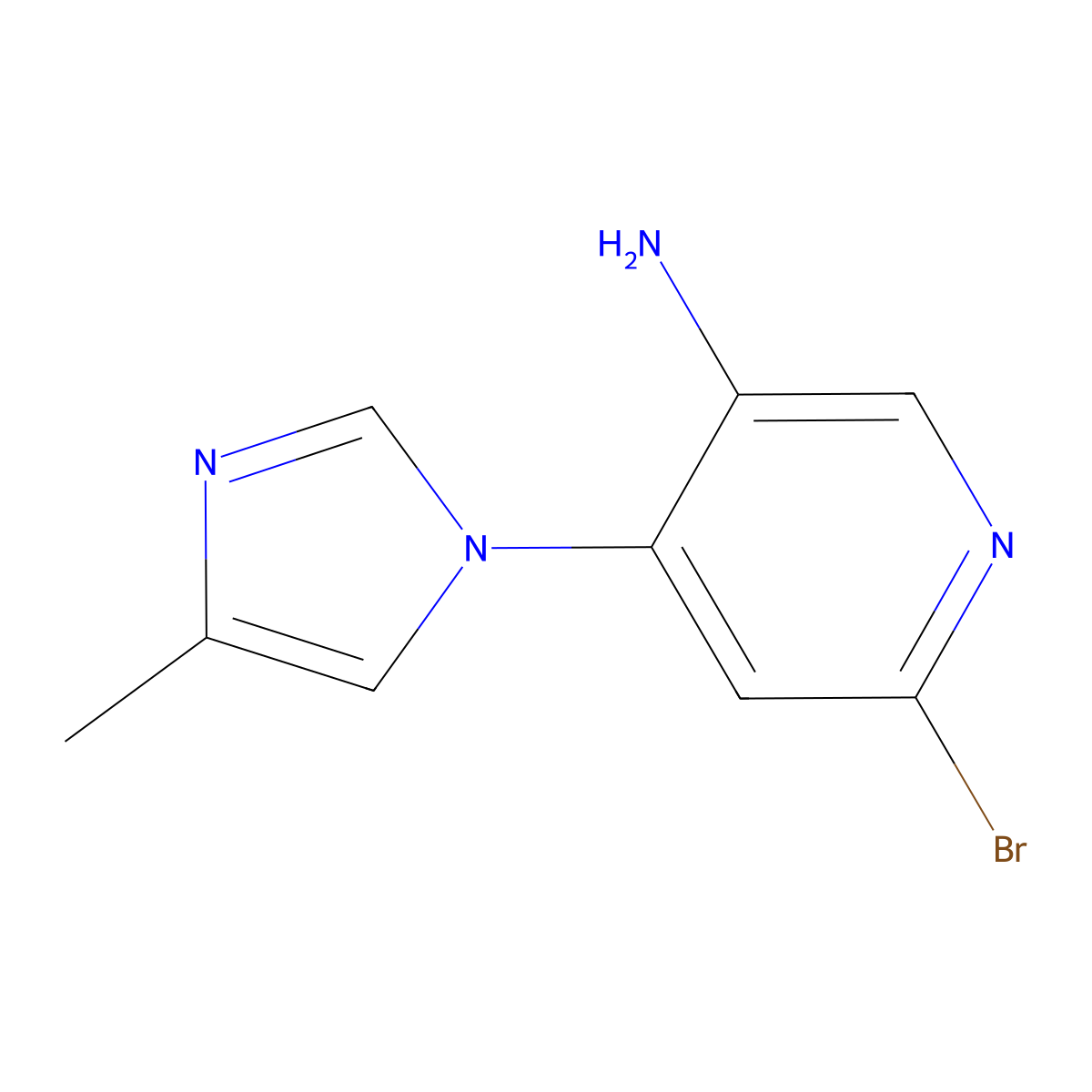 2-Bromo-5-amino-4-(4-methylimidazol-1-yl)pyridine molecular structure, CAS 1381936-24-8