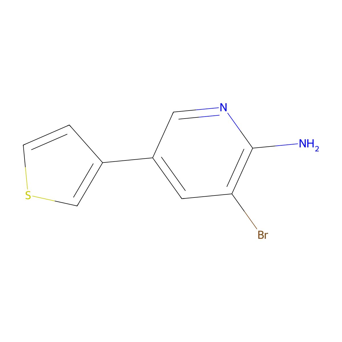 2-Amino-3-bromo-5-(3-thienyl)pyridine molecular structure, CAS 1381936-27-1
