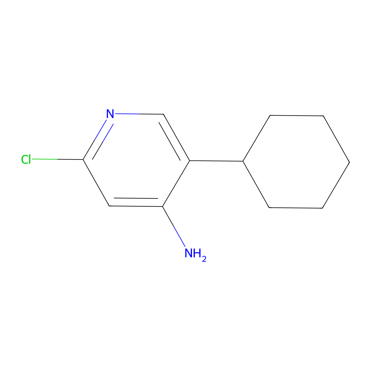 2-Chloro-4-amino-5-(cyclohexyl)pyridine molecular structure, CAS 1381936-30-6