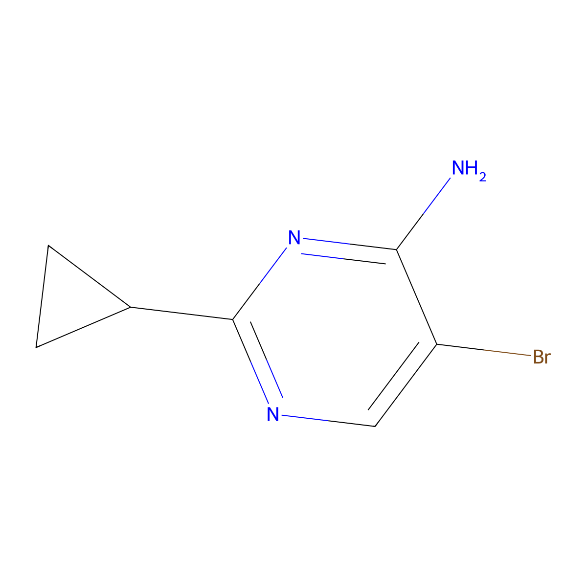 5-Bromo-2-cyclopropylpyrimidin-4-amine molecular structure, CAS 1381936-37-3