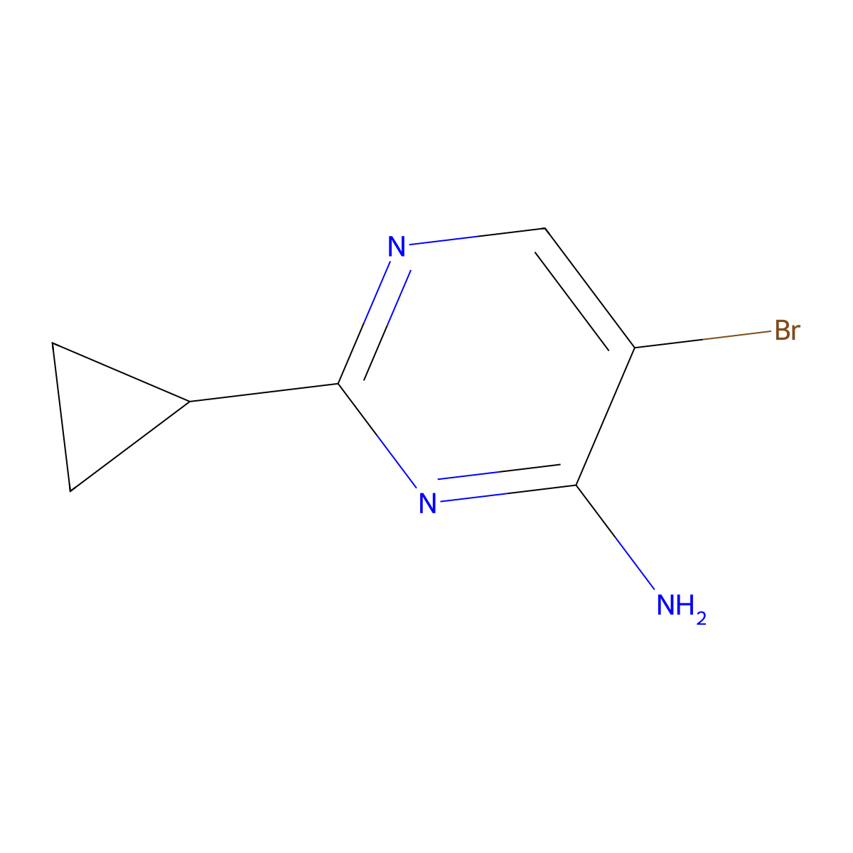5-Bromo-2-cyclopropylpyrimidin-4-amine molecular structure, CAS 1381936-37-3