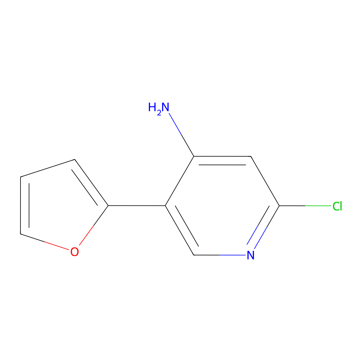 2-Chloro-4-amino-5-(2-furyl)pyridine molecular structure, CAS 1381936-40-8