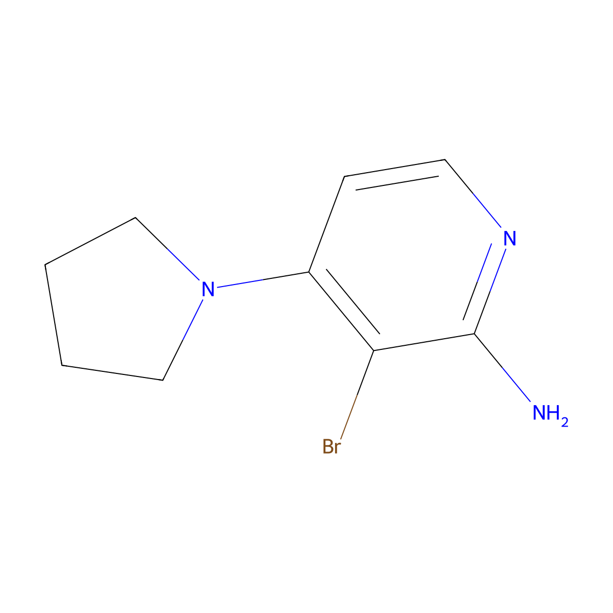 2-Amino-3-bromo-4-(pyrrolidino)pyridine molecular structure, CAS 1381936-46-4