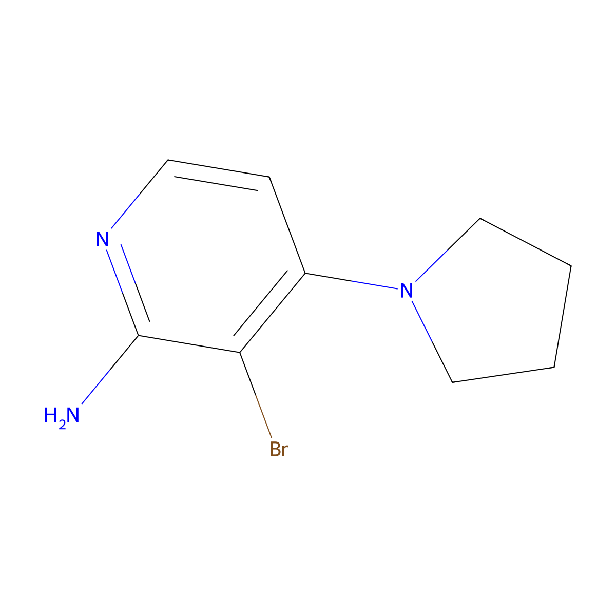 2-Amino-3-bromo-4-(pyrrolidino)pyridine molecular structure, CAS 1381936-46-4