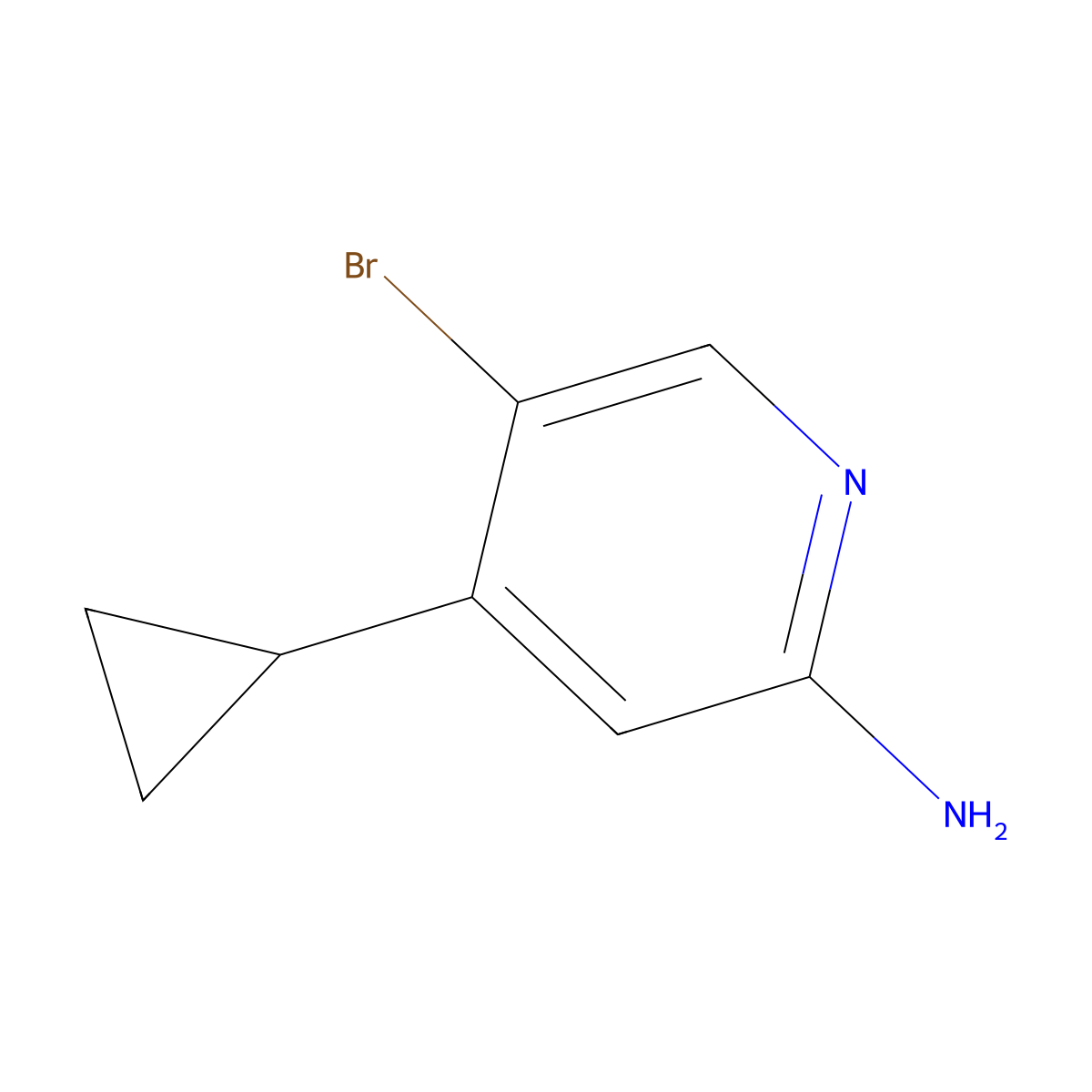 2-Amino-5-bromo-4-(cyclopropyl)pyridine molecular structure, CAS 1381936-52-2