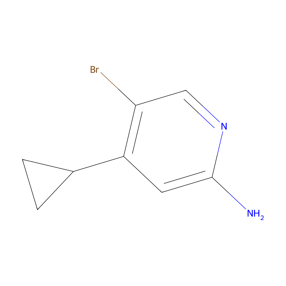 2-Amino-5-bromo-4-(cyclopropyl)pyridine molecular structure, CAS 1381936-52-2