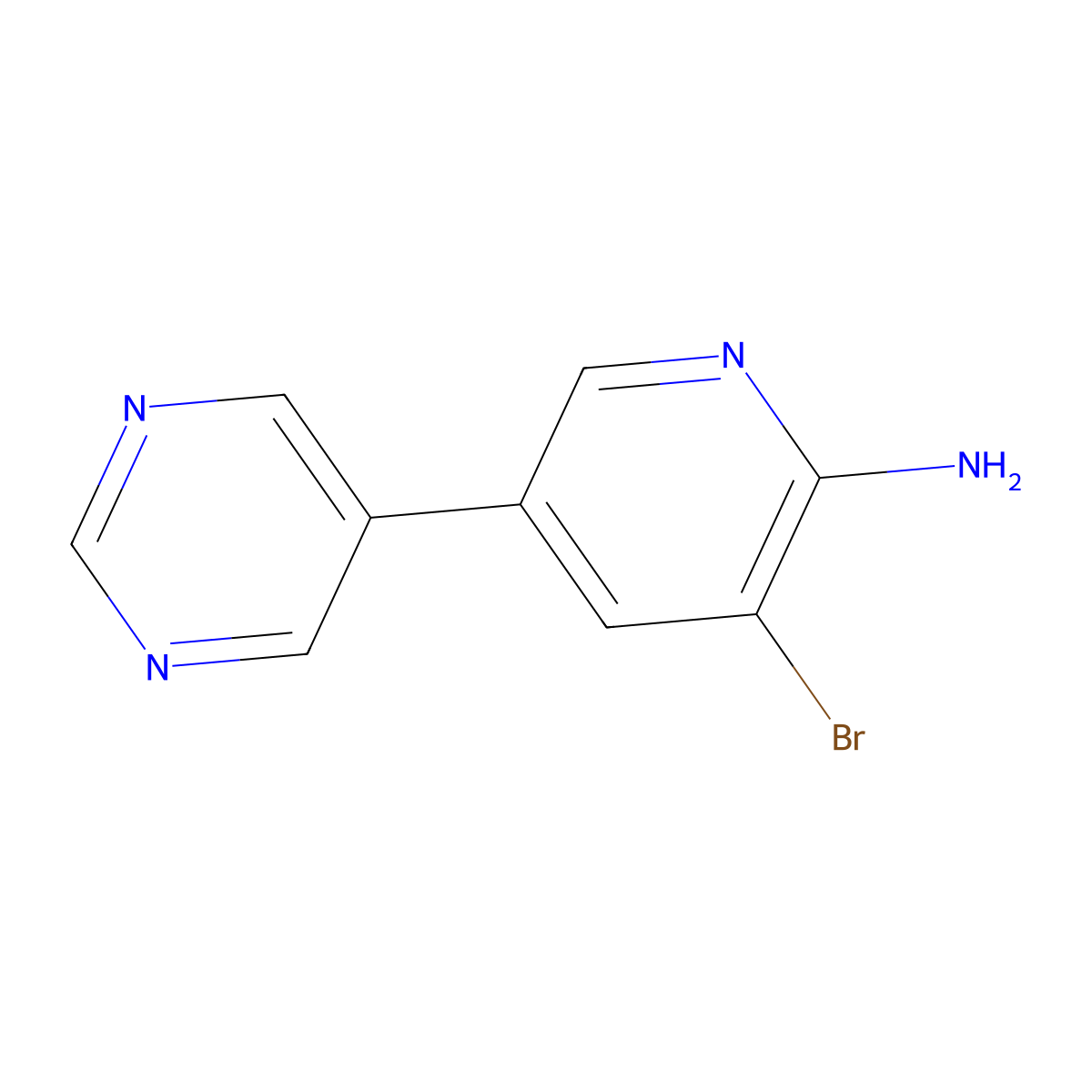 2-Amino-3-bromo-5-(5-pyrimidyl)pyridine molecular structure, CAS 1381936-57-7