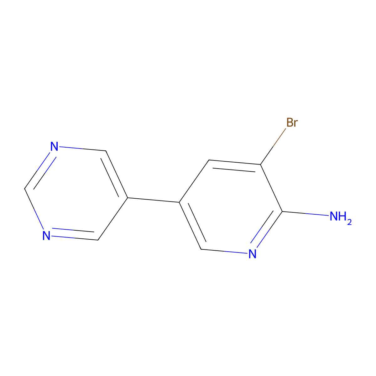 2-Amino-3-bromo-5-(5-pyrimidyl)pyridine molecular structure, CAS 1381936-57-7